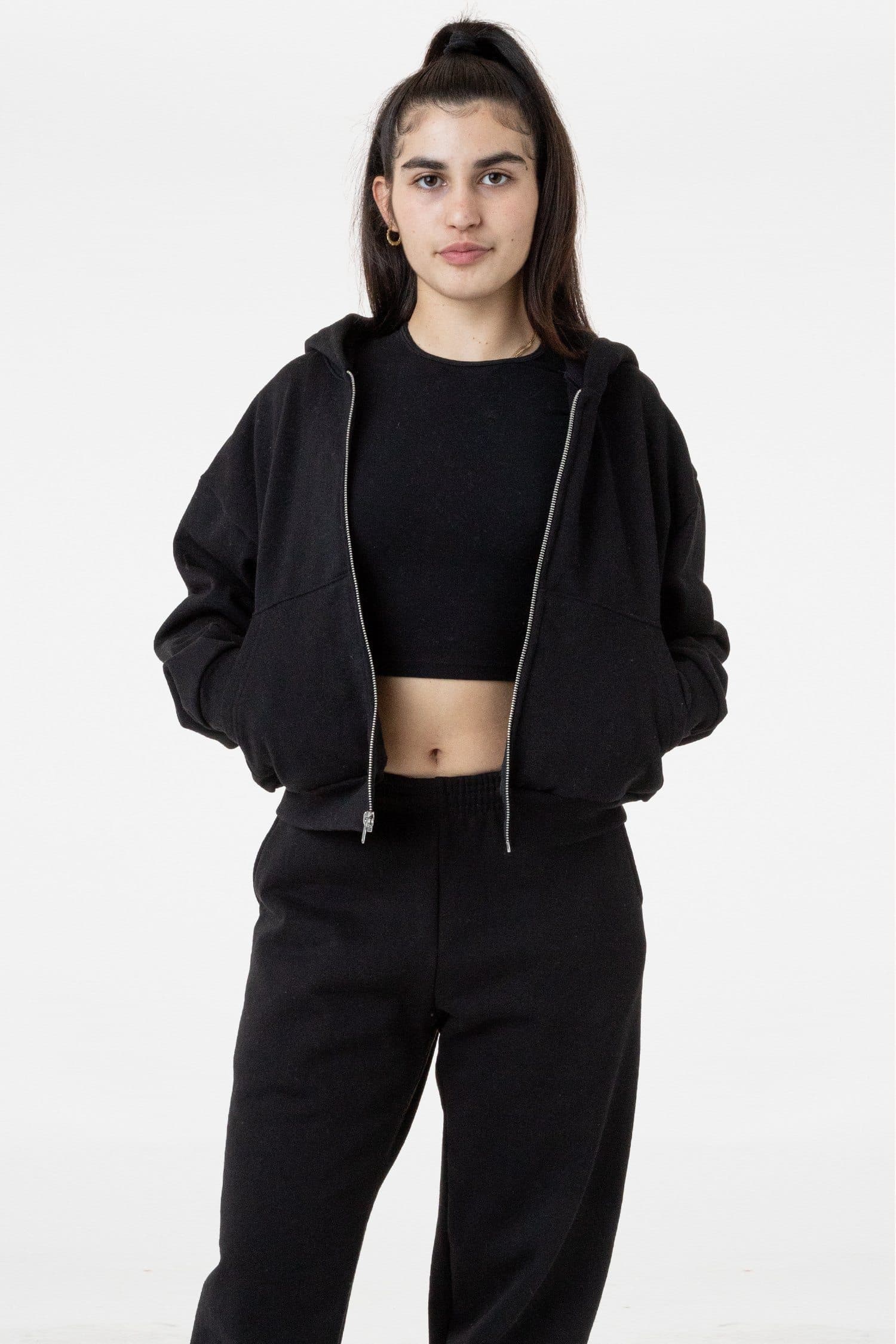 cropped 3/4 zip sweatshirt