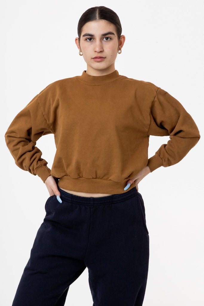 Download HF06GD - 14 oz Garment Dye Heavy Fleece Cropped Mock Neck Pullover - Los Angeles Apparel