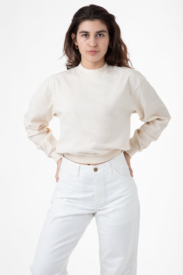 1804GD - Long Sleeve Garment Dye Cropped Mockneck – Los Angeles Apparel