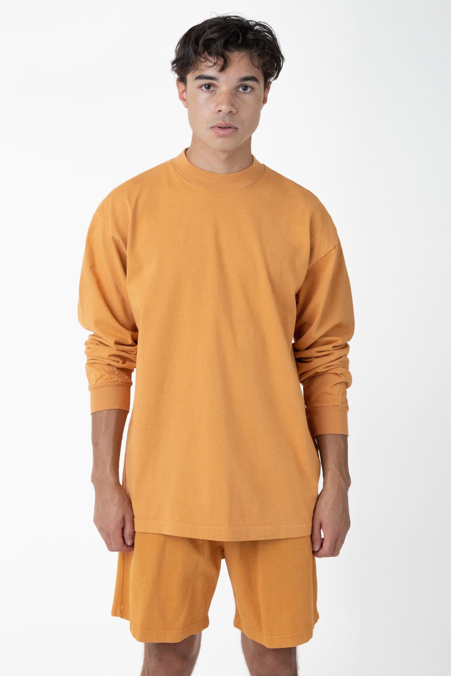 1406GD - Long Sleeve Garment Dye Mockneck T-Shirt – Los Angeles Apparel