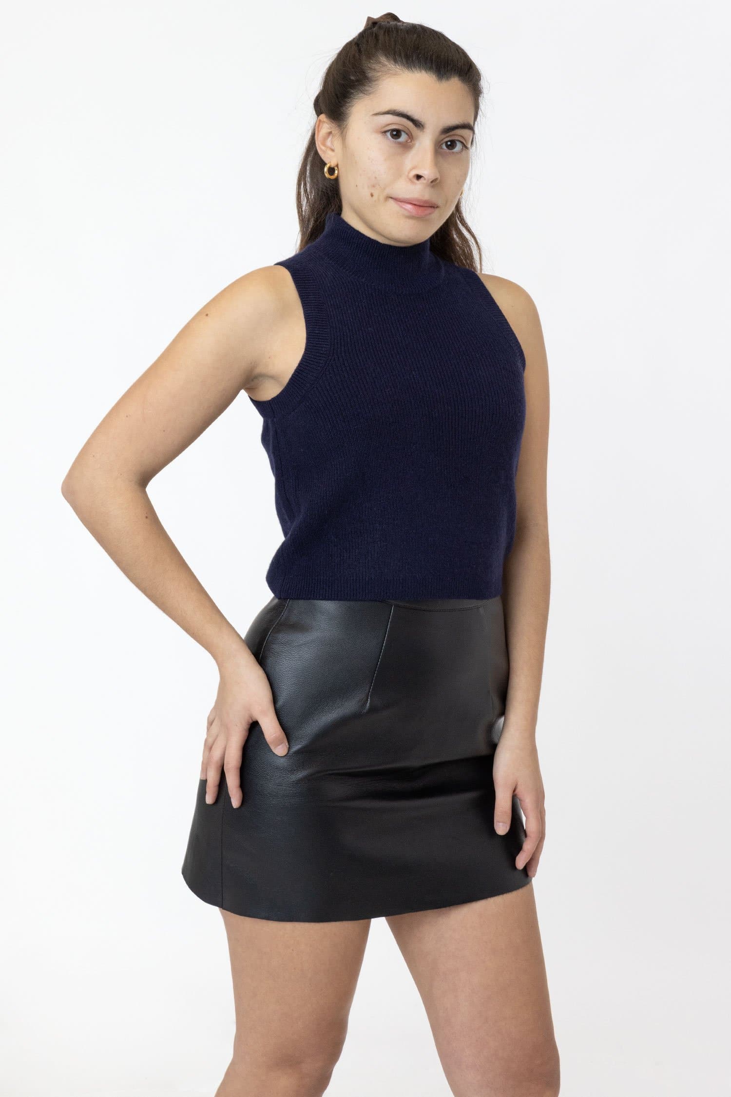 RFK382 - Cashmere Knit Sleeveless Mock Neck – Los Angeles Apparel