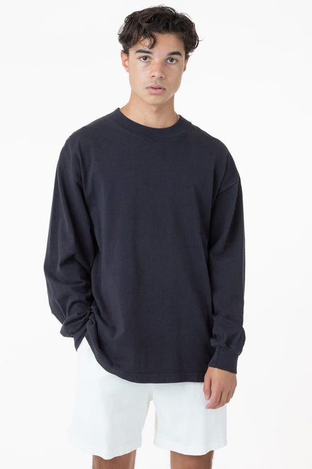 1406GD Mix - Long Sleeve Garment Dye Mockneck T-Shirt – Los Angeles Apparel