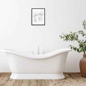 Line Drawing Woman's Nude Body Art Print DIGITAL DOWNLOAD Wall Poster