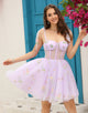 Lovely A-Line Tie Straps Short Homecoming Dress With Embroidery