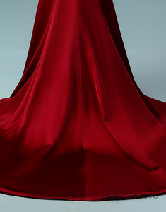 Hot Sexy sirène rouge robes de bal col en V robes de soirée balayage train