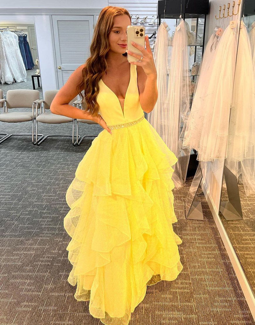 light yellow prom dresses