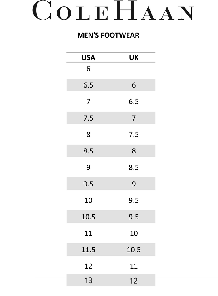 Cole Haan Womens Shoe Size Chart - Chart Walls