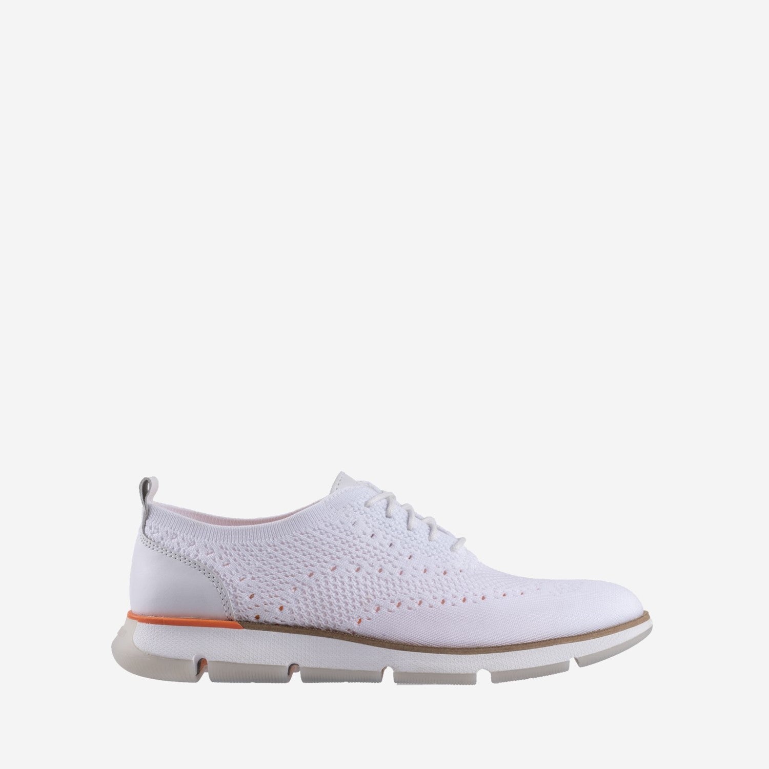 Women's 4.ZERØGRAND Stitchlite Oxford Trainer White/Vibrant Orange