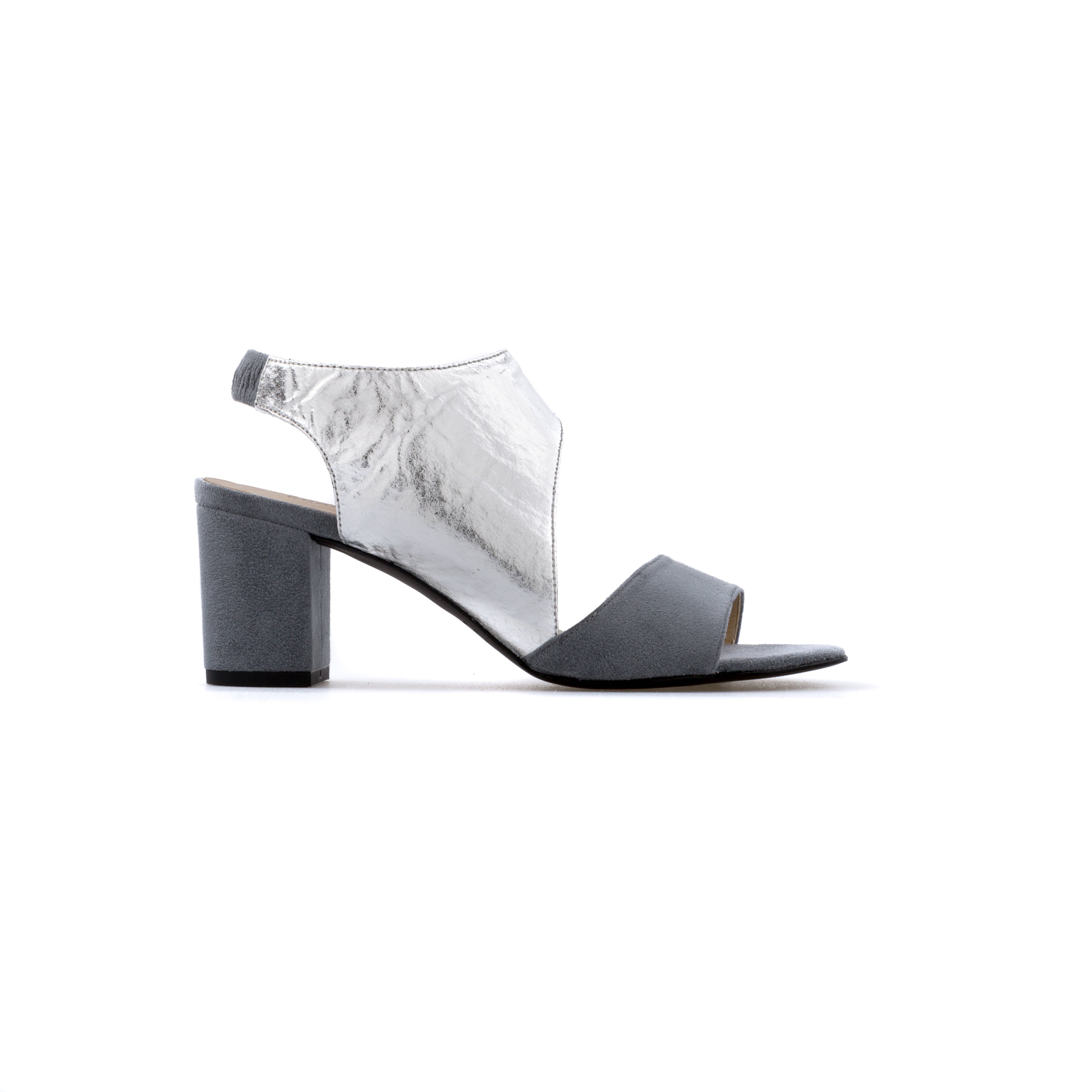 silver grey mid heel shoes