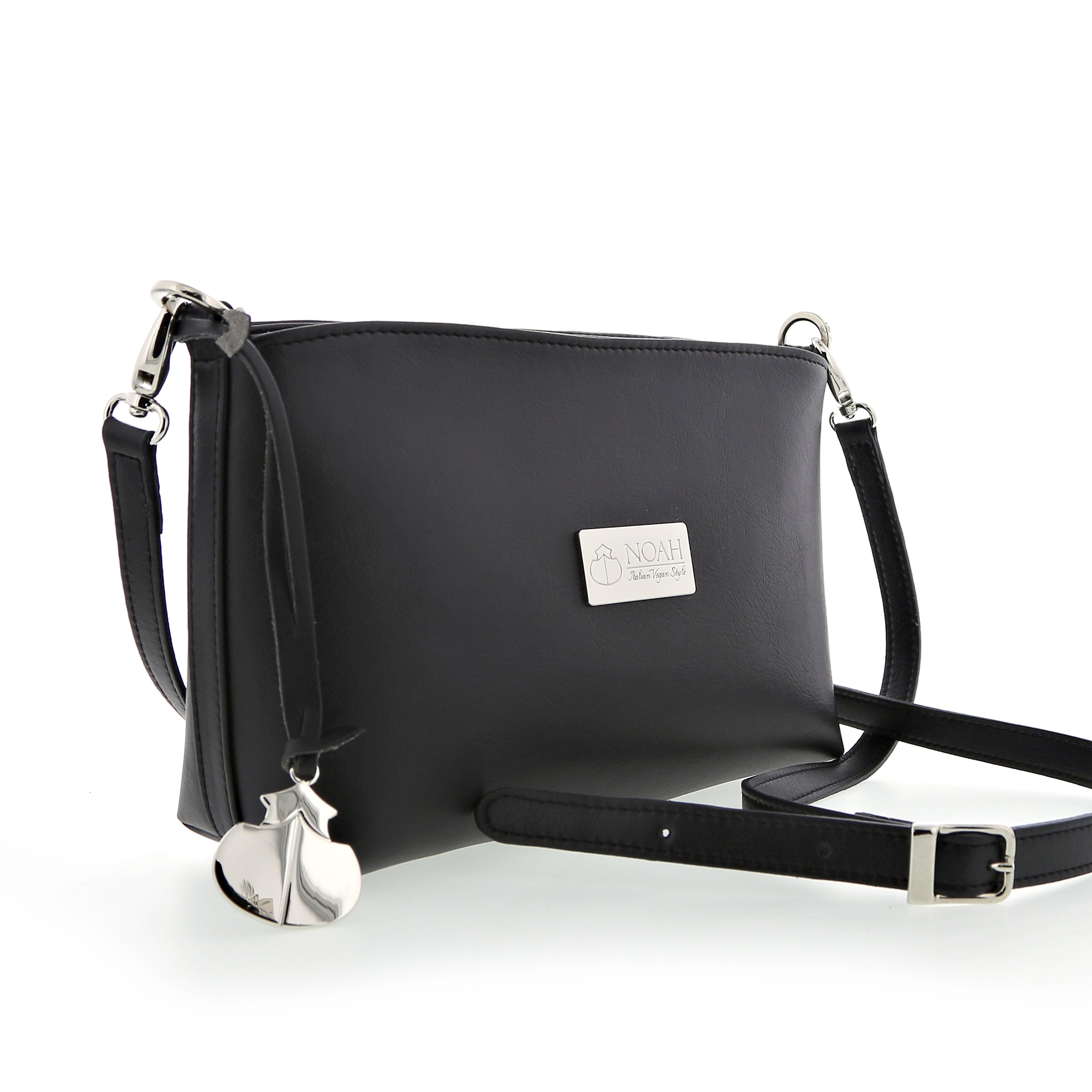 Venezia Black Cross-Body Vegan Shoulder Bag by Noah - peryan vegan