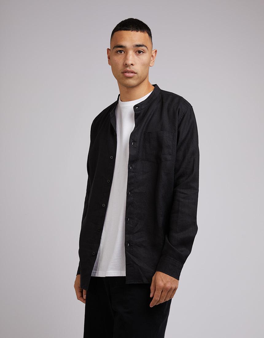 Grandpa Collar Shirt Black | Buy Online | Edge Clothing