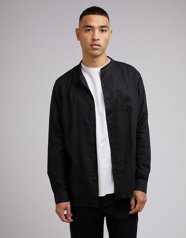 Grandpa Collar Shirt Black | Buy Online | Edge Clothing