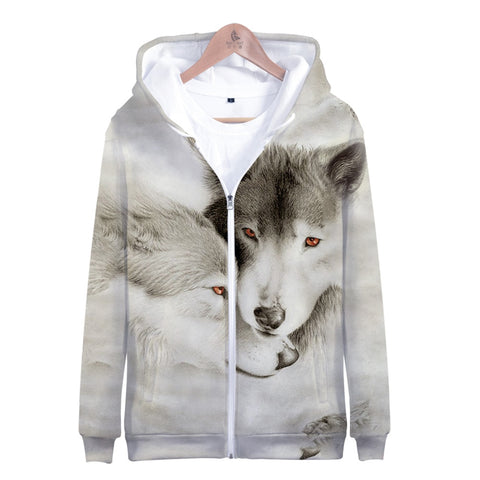 Moon Wolf 3D zipper hoodie 