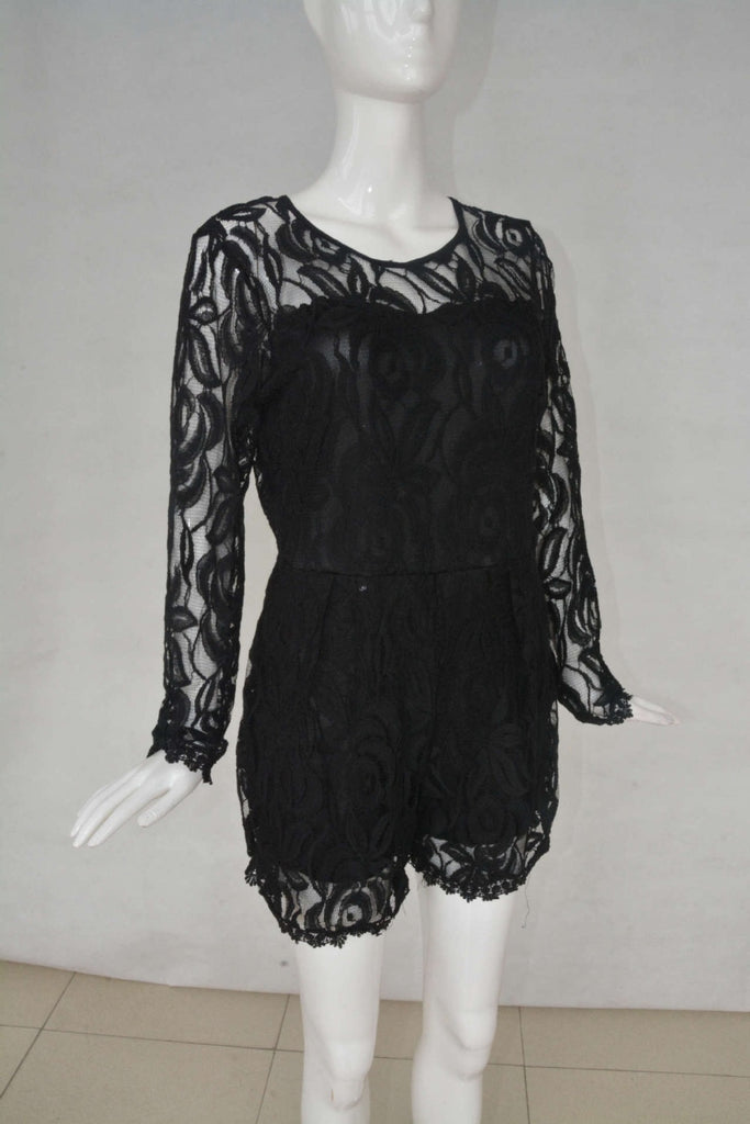 plus size black lace romper