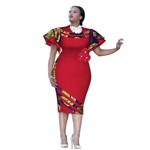 African Print Ruffle Sleeve Dress f