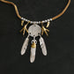3 Hanging Feather Coin Setup Leather Cord Necklace, Japanese Design, Native American Inspired