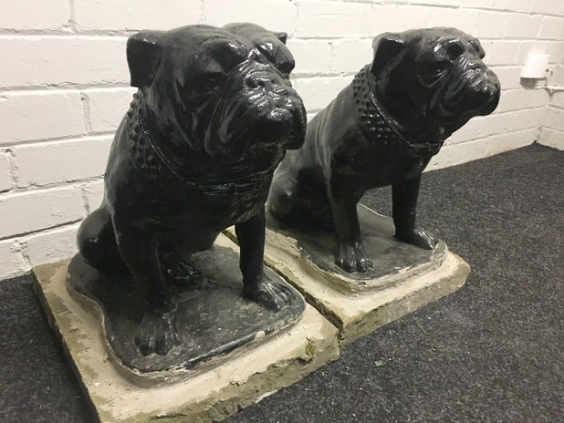 Pair Of Large British Bulldog Garden Ornaments Statues