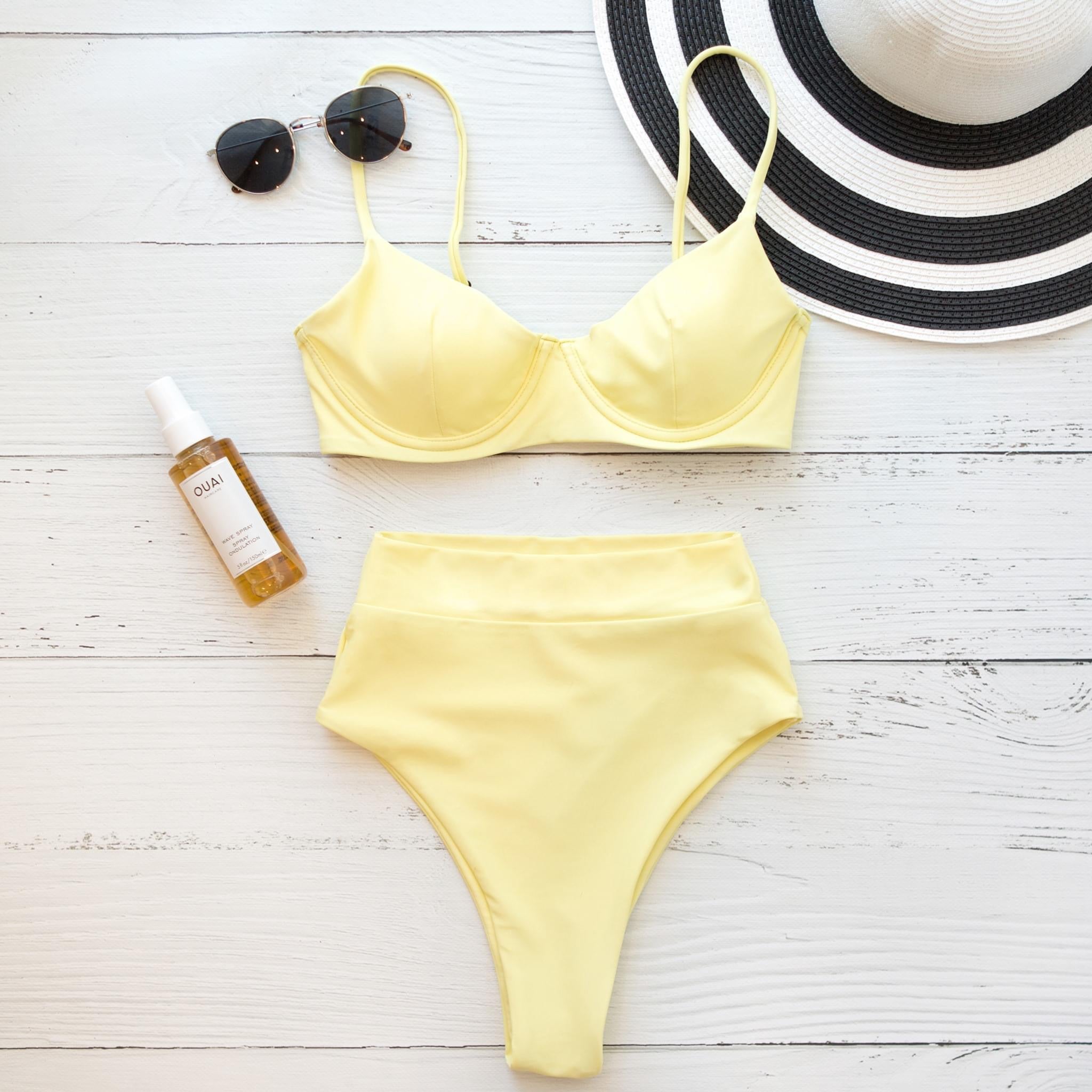 yellow high waisted bikini