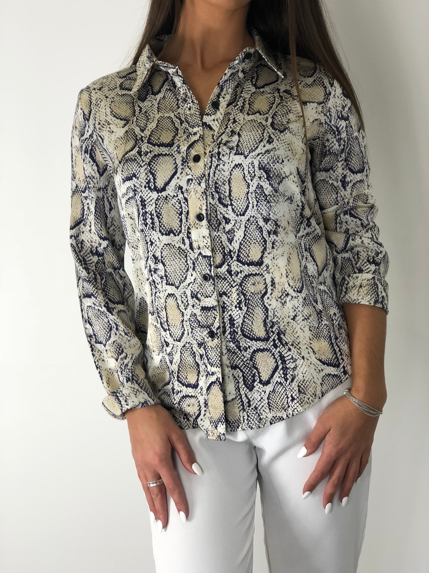 satin snake print blouse