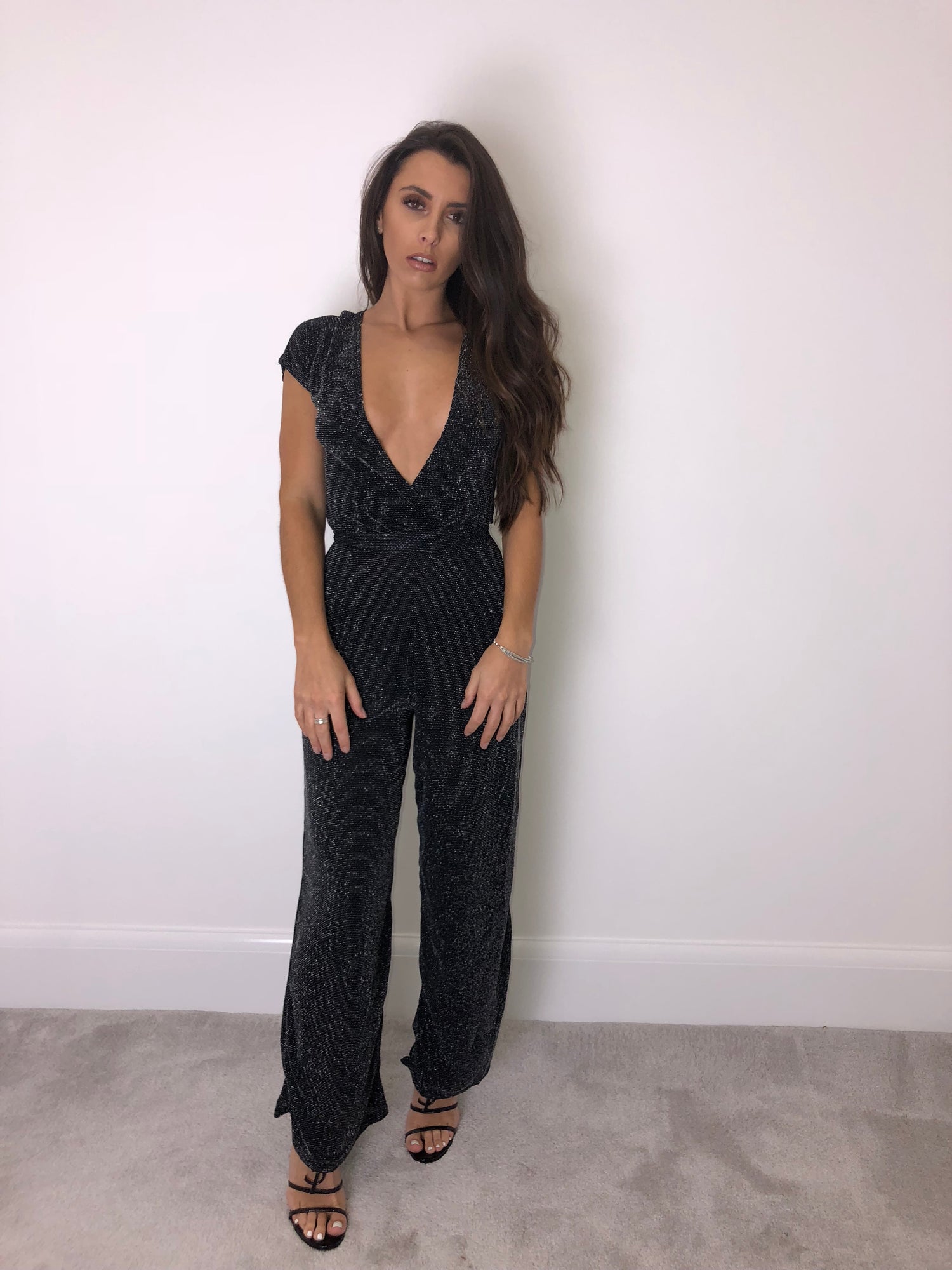 Black Glitter Jumpsuit Nude Co Clothing