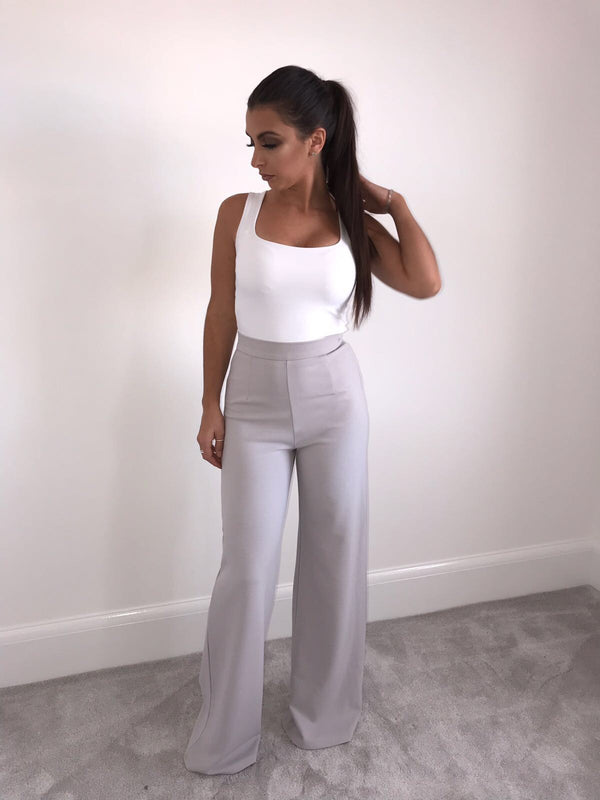 flared pants grey