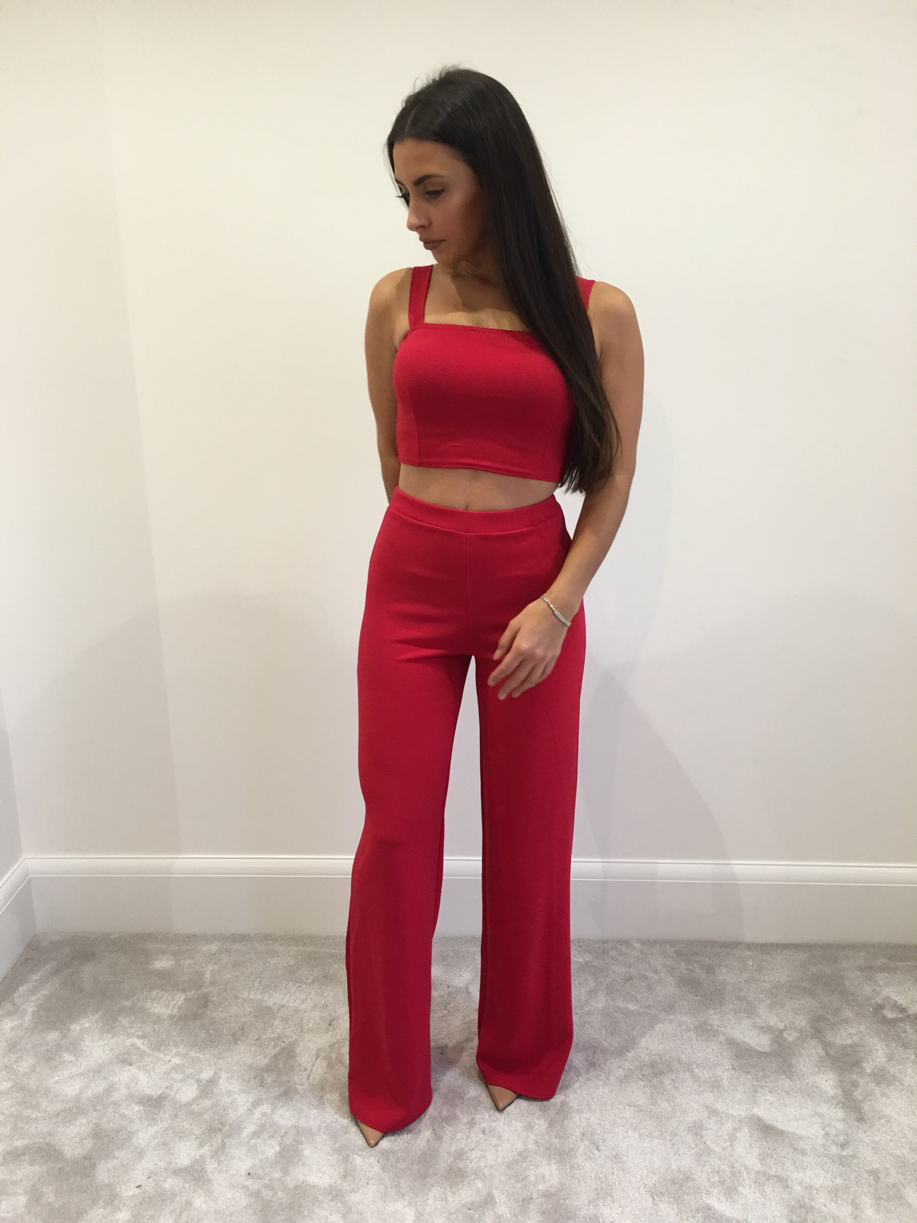 red trouser co ord