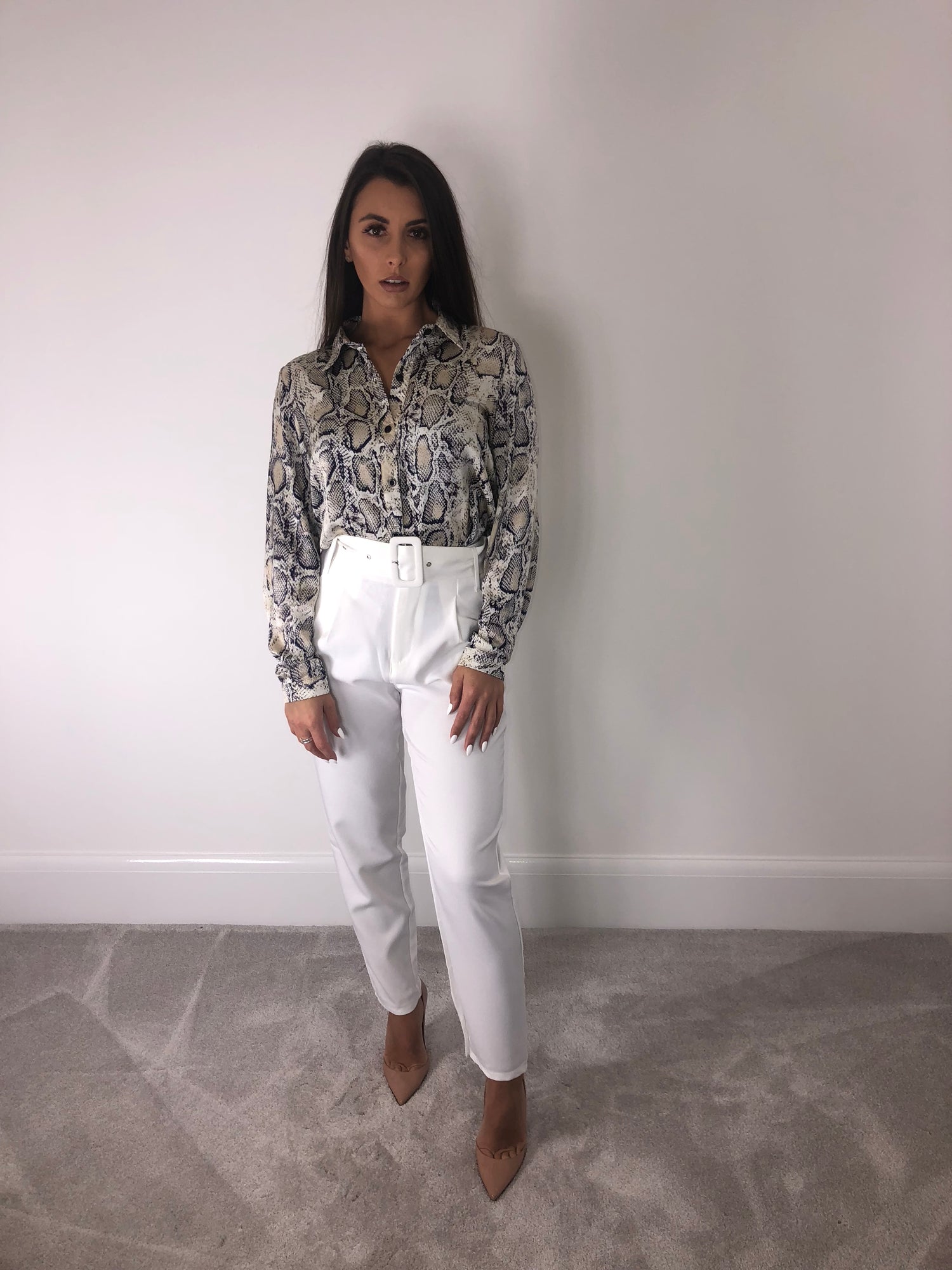 satin snake print blouse