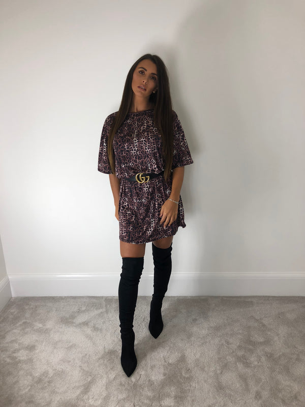 leopard print oversized t shirt dress