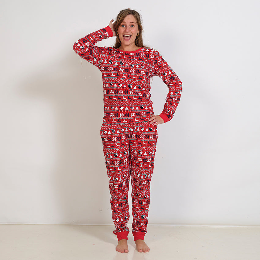 Se Julepyjamas Rød - dame / kvinder. hos Jule-Sweaters.dk