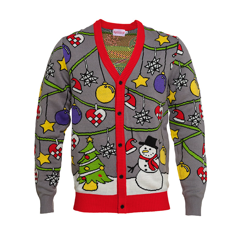 Billede af Årets julesweater: Juletræets Cardigan. Ugly Christmas Sweater lavet i Danmark