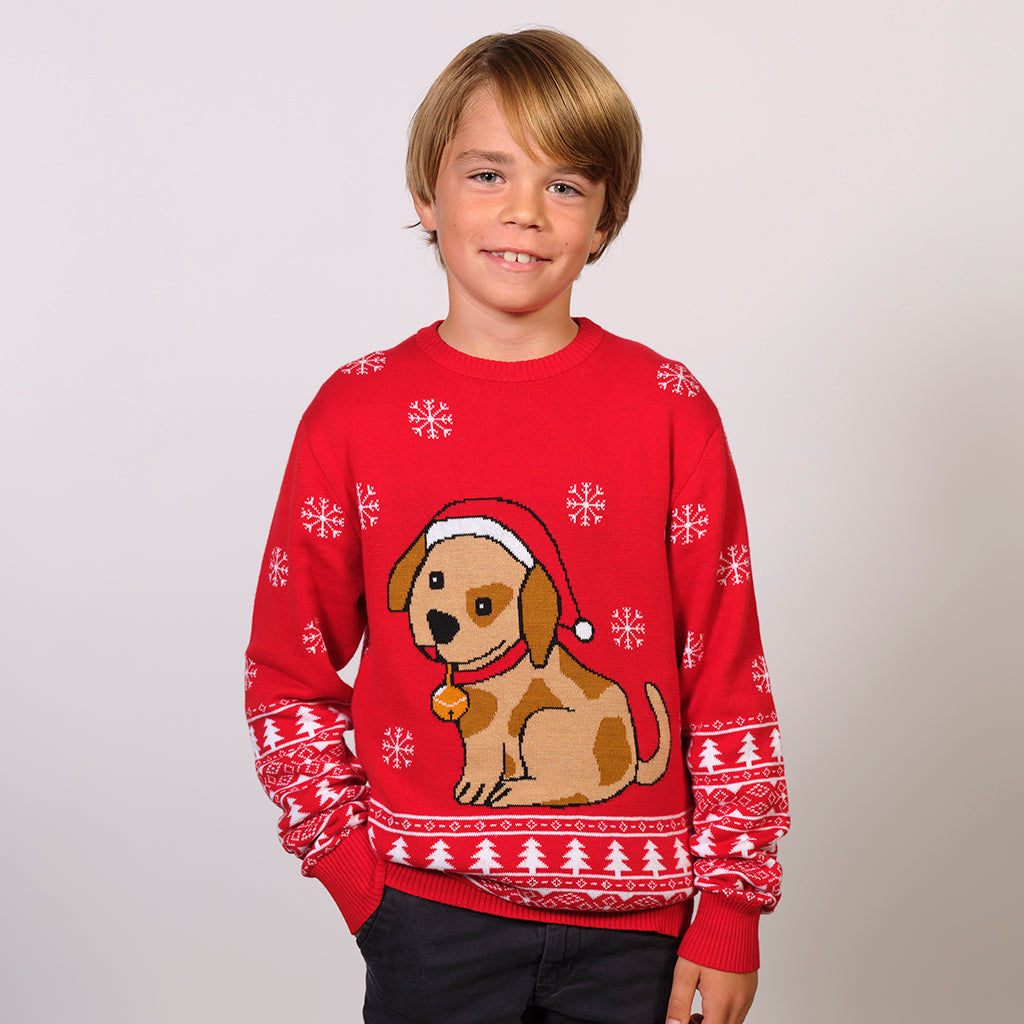 Billede af Årets julesweater: Julemandens Lille Hjælper - Børn. Ugly Christmas Sweater lavet i Danmark