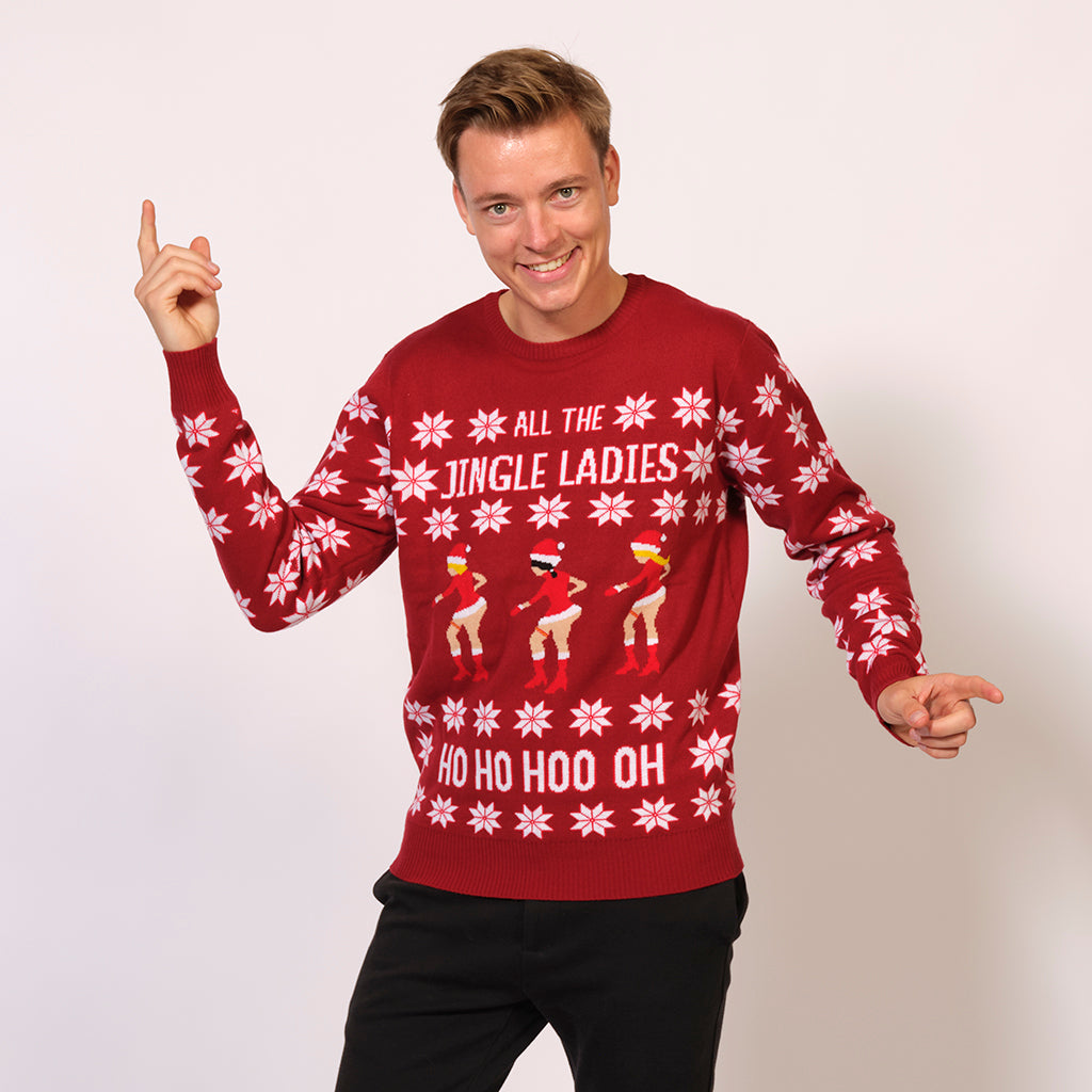 Billede af Årets julesweater: Jingle Ladies - herre / mænd. Ugly Christmas Sweater lavet i Danmark