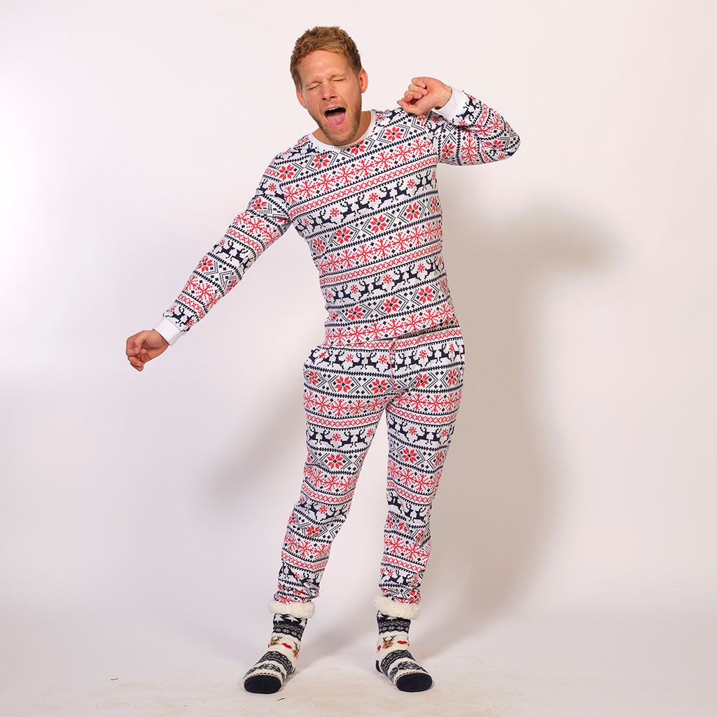 Se Julepyjamas Hvid - herre / mænd. hos Jule-Sweaters.dk