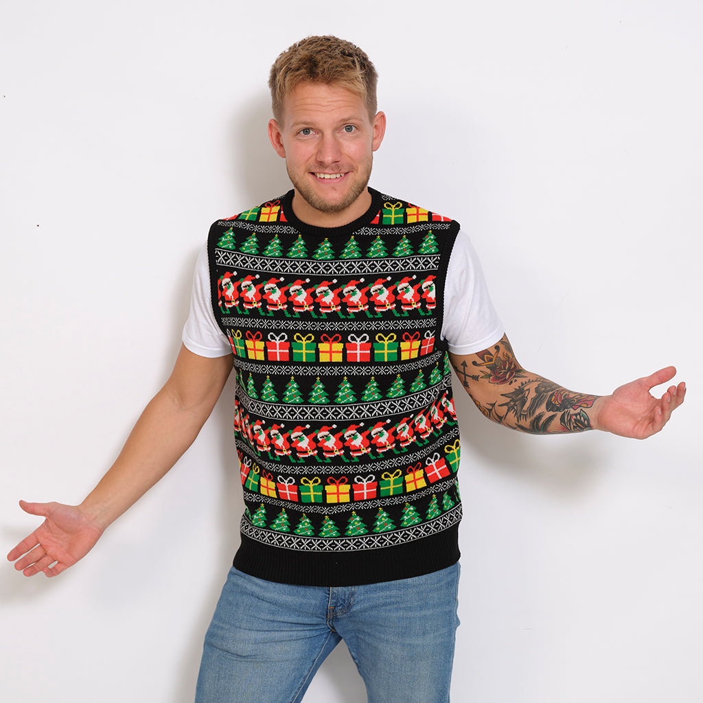 Se Årets julesweater: Vest Juletrøje - herre / mænd. Ugly Christmas Sweater lavet i Danmark hos Jule-Sweaters.dk