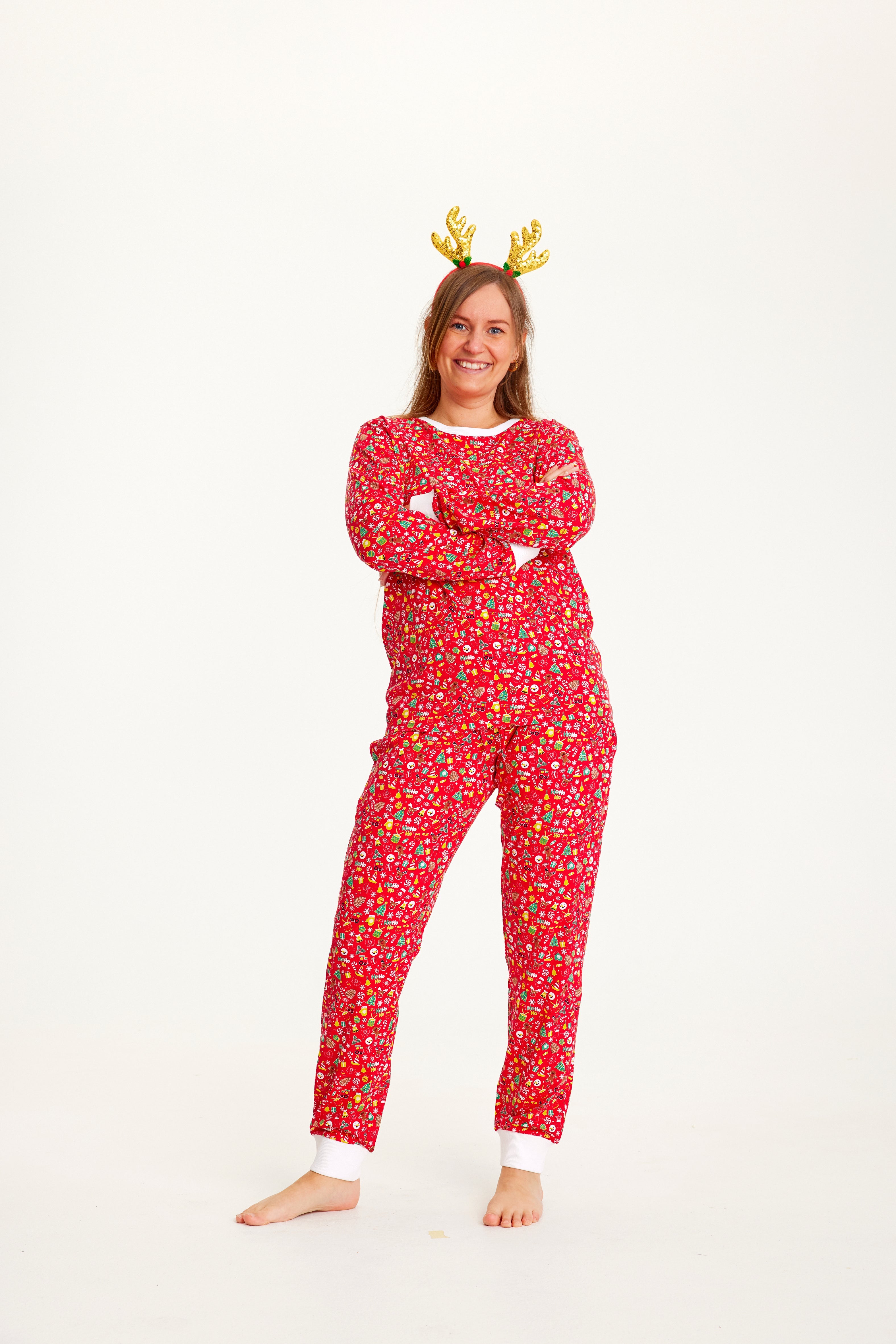 Billede af Den Julede Julepyjamas Rød - dame / kvinder.