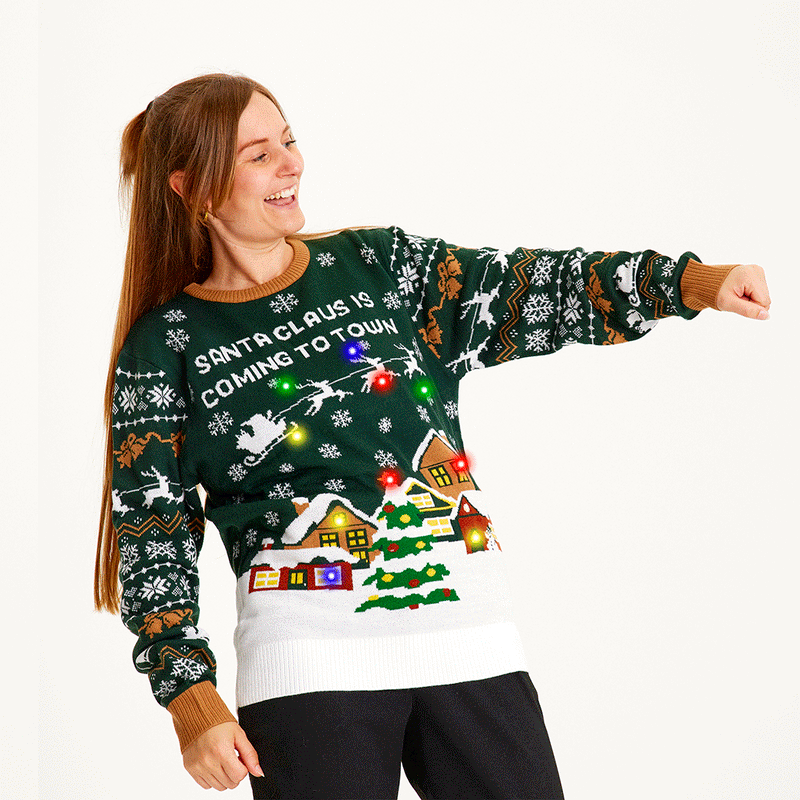 Santa Claus is Coming to Town LED - Dame | Jule-Sweaters | Reviews on ...