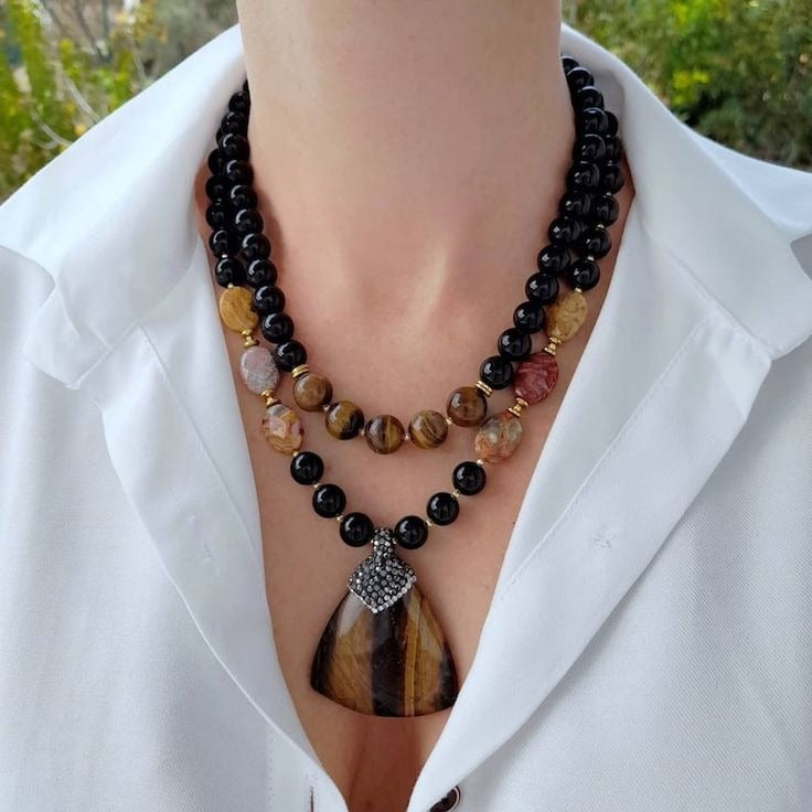 Tiger Eye Necklace With Pendant For Women