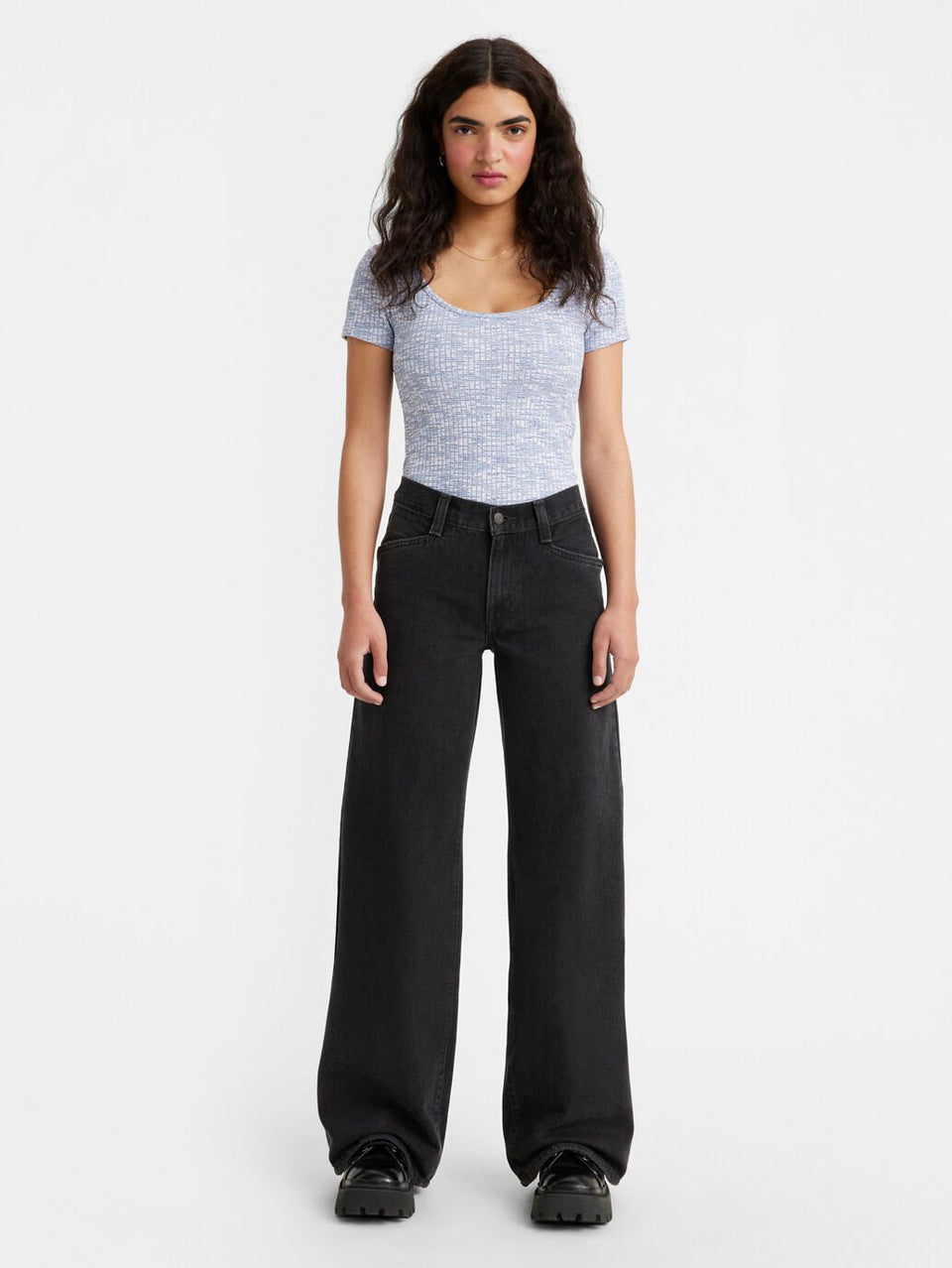 Levi's 70s high flare jeans in wash black