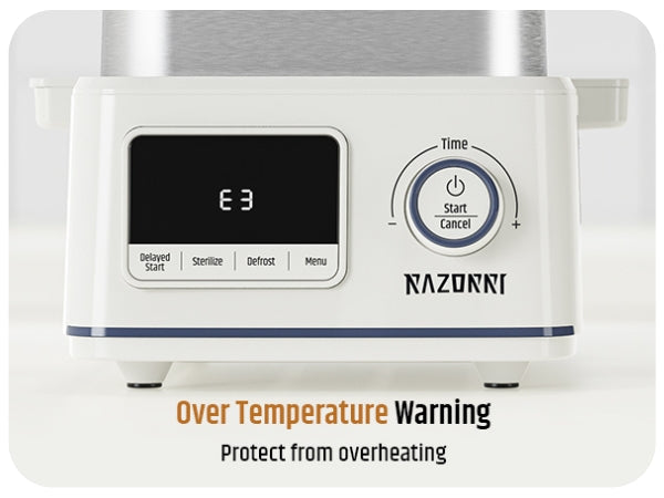 Razorri 5-Quart Stainless Steel Electric Food Steamer with 24H Delayed  Start, Auto Keep Warm