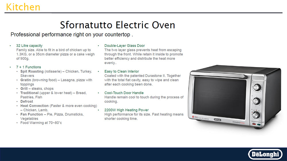 DeLonghi EO32852 32L 2200W Sfornatutto Maxi Electric Oven – ESH