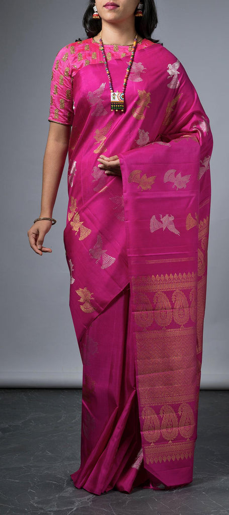 Borderless Purple Kanchipuram Silk Saree – Palam Silks