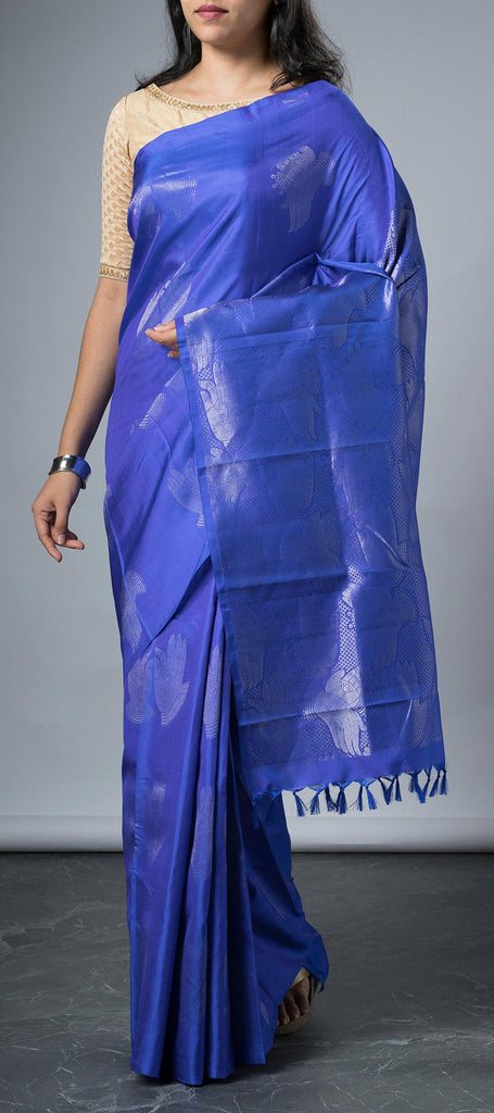 Borderless Royal Blue Soft Silk Saree Palam Silks