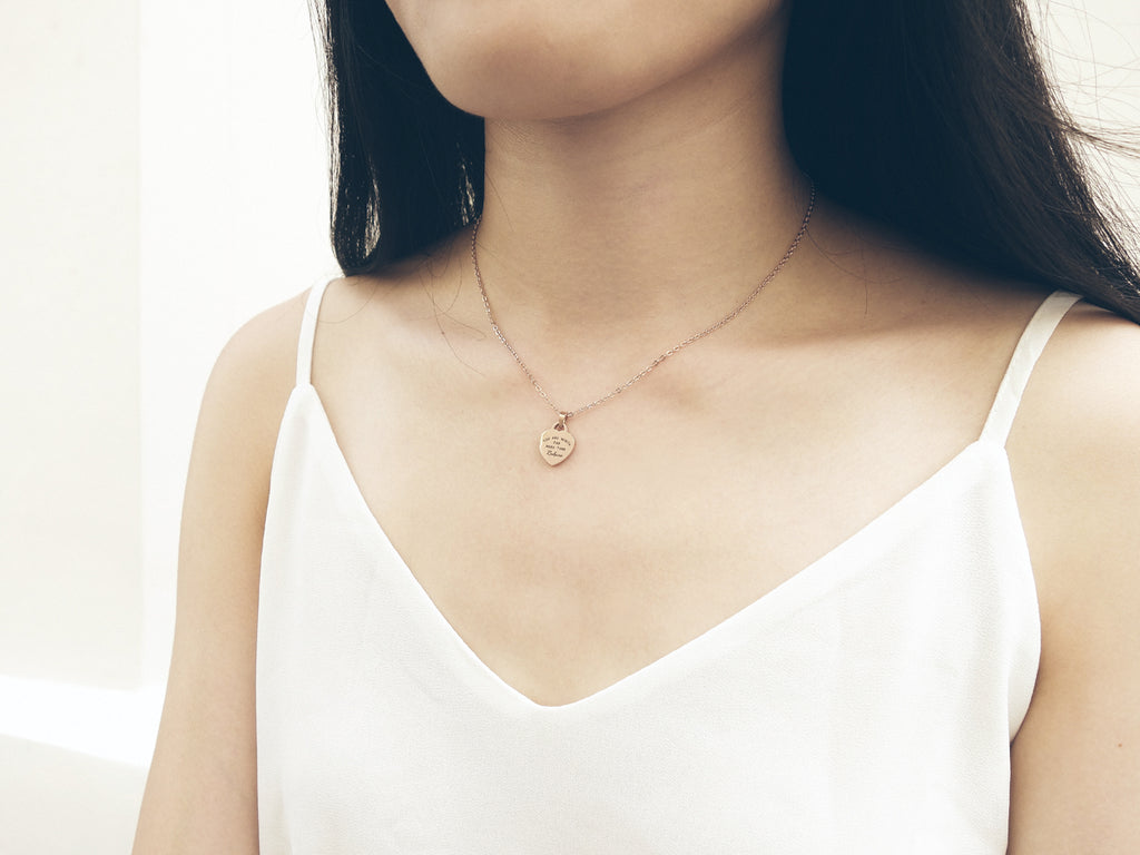 J & Co Foundry Heart Pedant Necklace in Rose Gold