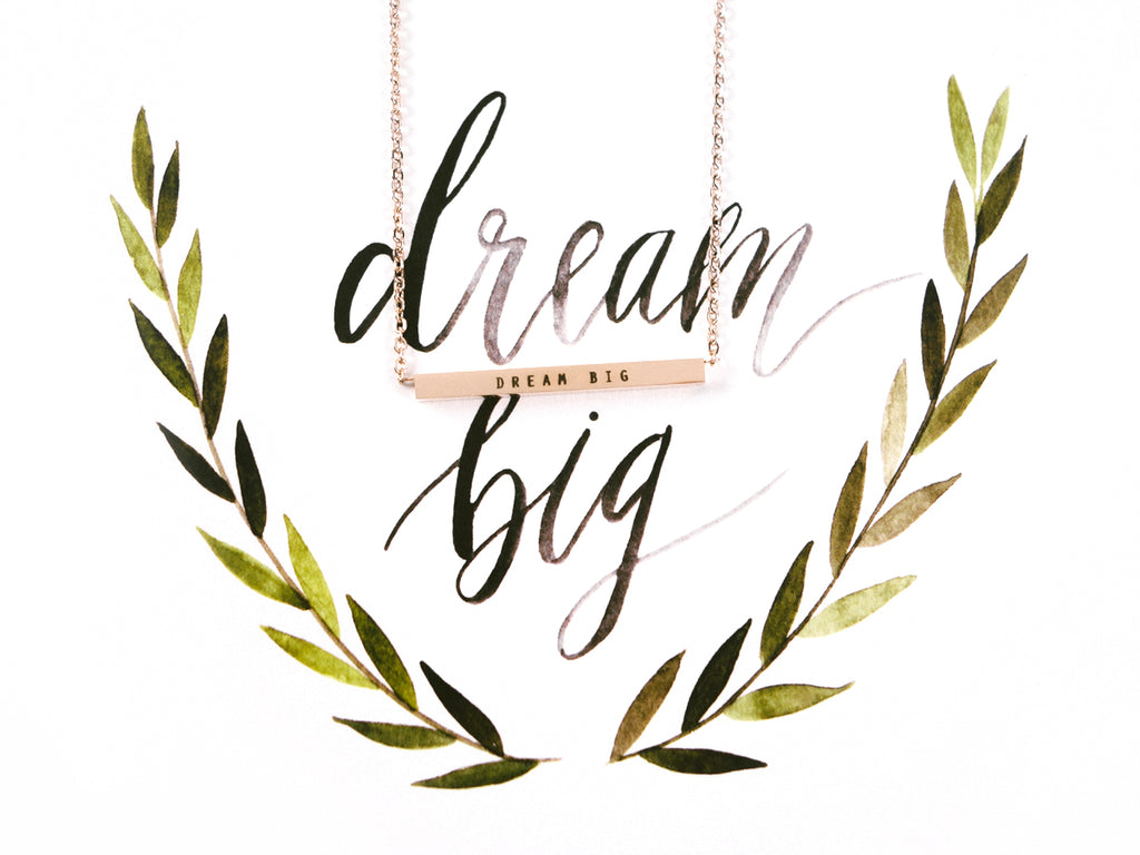 Dream Big Customised Bar Pendant Necklace in Rose Gold