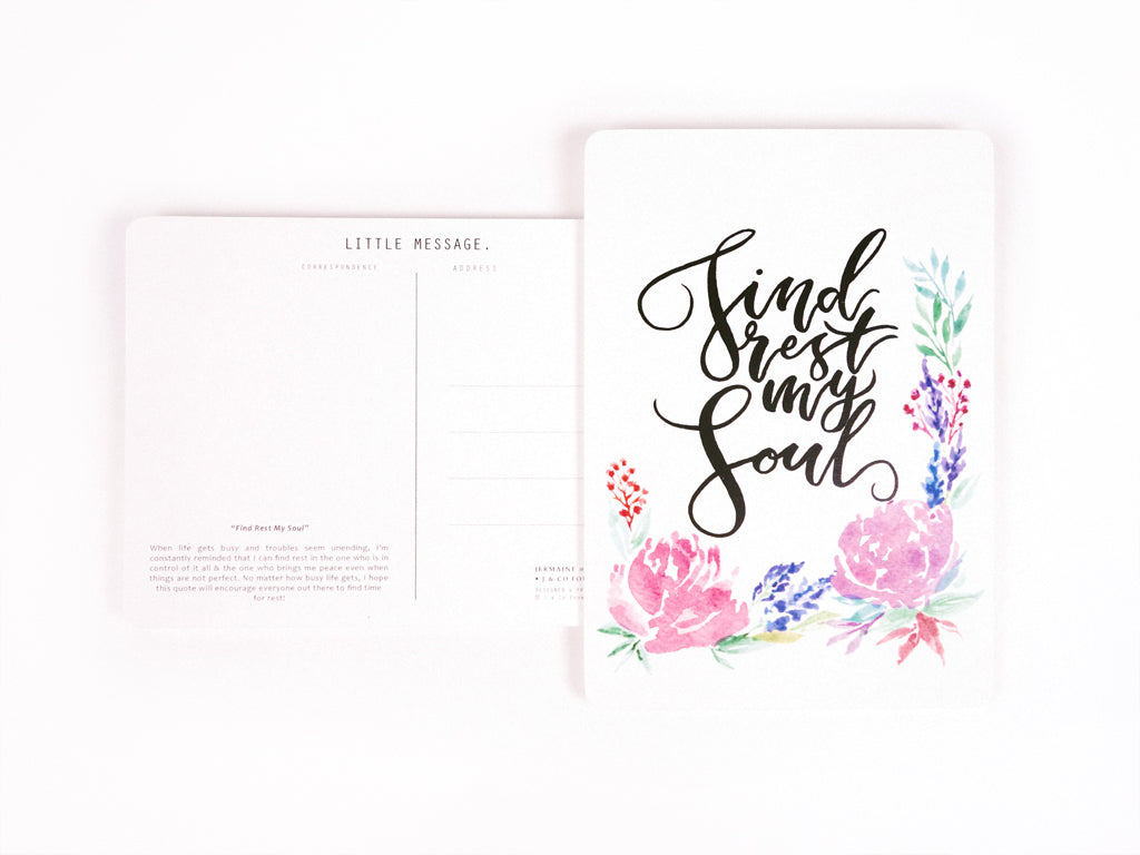 Calligraphy Postcard with Floral Watercolour