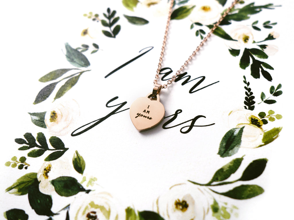 I Am Yours Customised Heart Pendant Necklace in Rose Gold