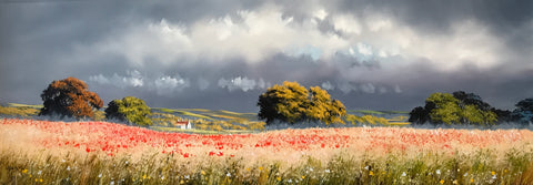 Wolds Poppies Original By Allan Morgan *SOLD*-Original Art-Allan-Morgan-landscape-artist-The Acorn Gallery