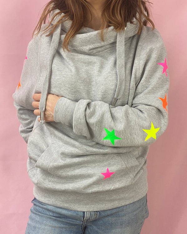 Star' Cowl-neck Hoodie in Pink - KIT