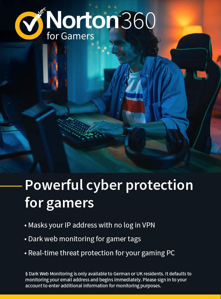 Norton 360 for Gamers 2021 3 Devices | 25GB PC Cloud Backup