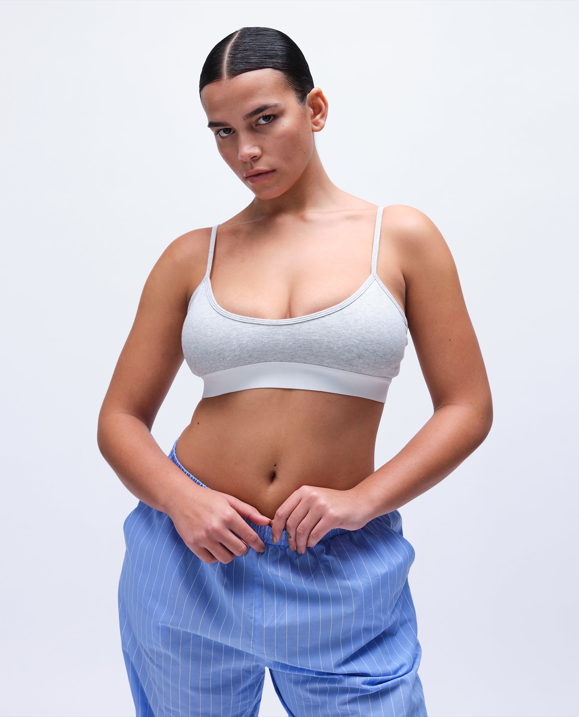 Image of Scoop Bra - Grey/White